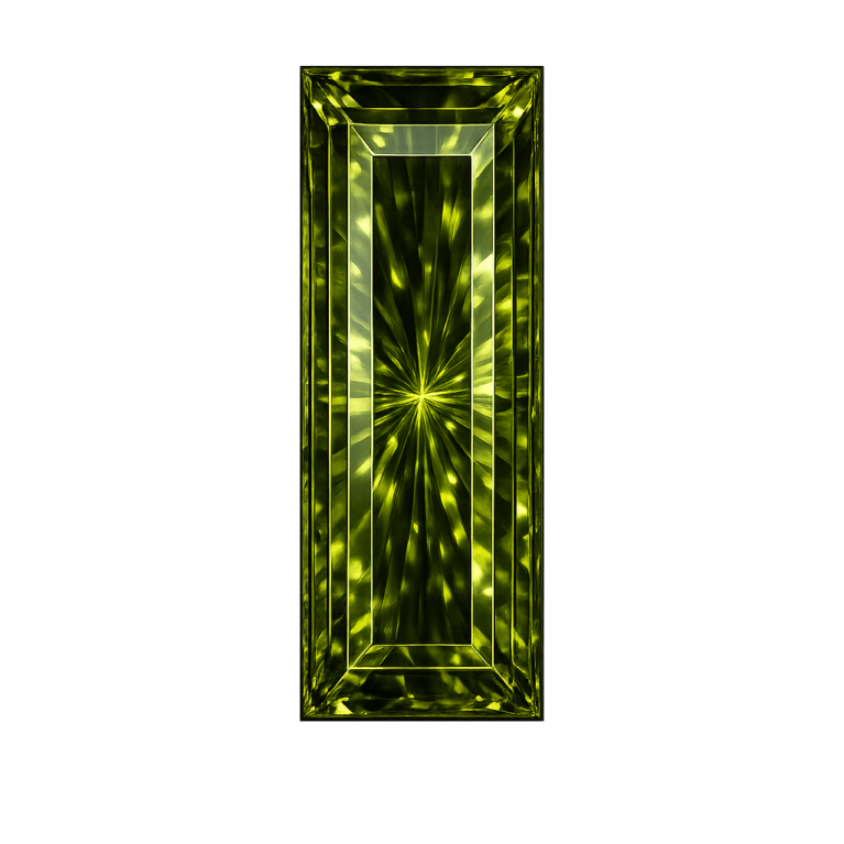 Cubic Zirconia Dark Olive Peridot AAA, Baguette