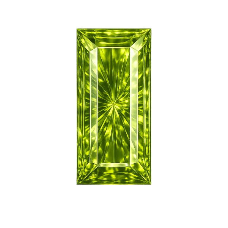 Cubic Zirconia Medium Olive Peridot AAA, Baguette