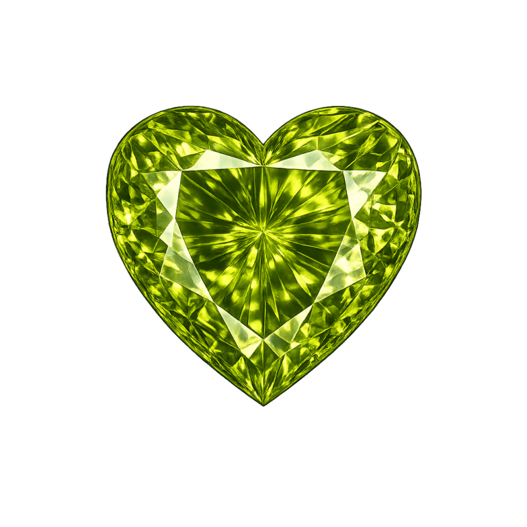 Cubic Zirconia Medium Olive Peridot AAA, Heart