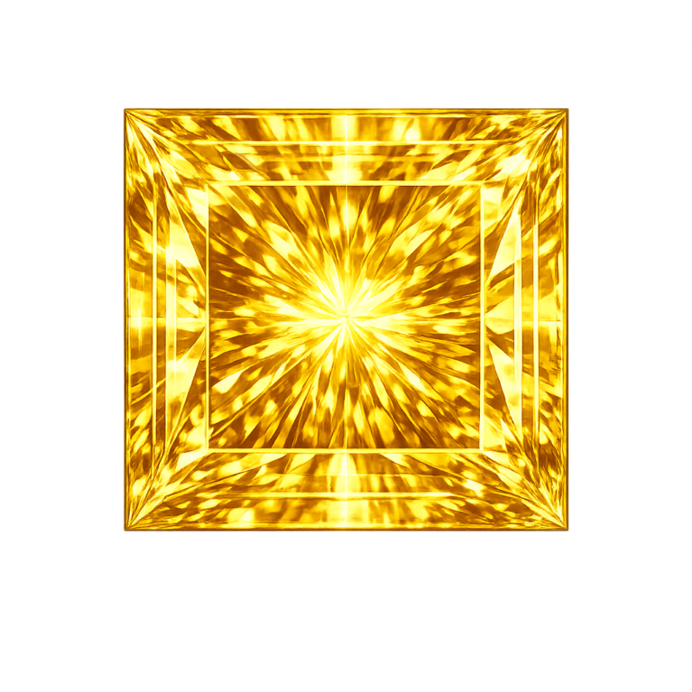 Cubic Zirconia Golden Yellow AAA, Square