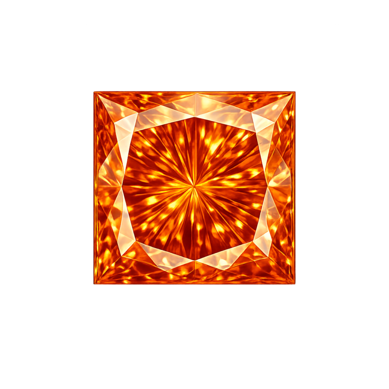 Cubic Zirconia Medium Orange AAA, Square