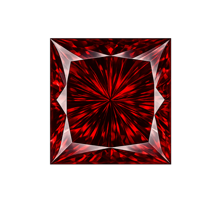 Cubic Zirconia Red AAA, Square