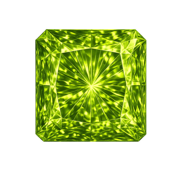 Cubic Zirconia Medium Olive Peridot AAA, Square Cut Corners