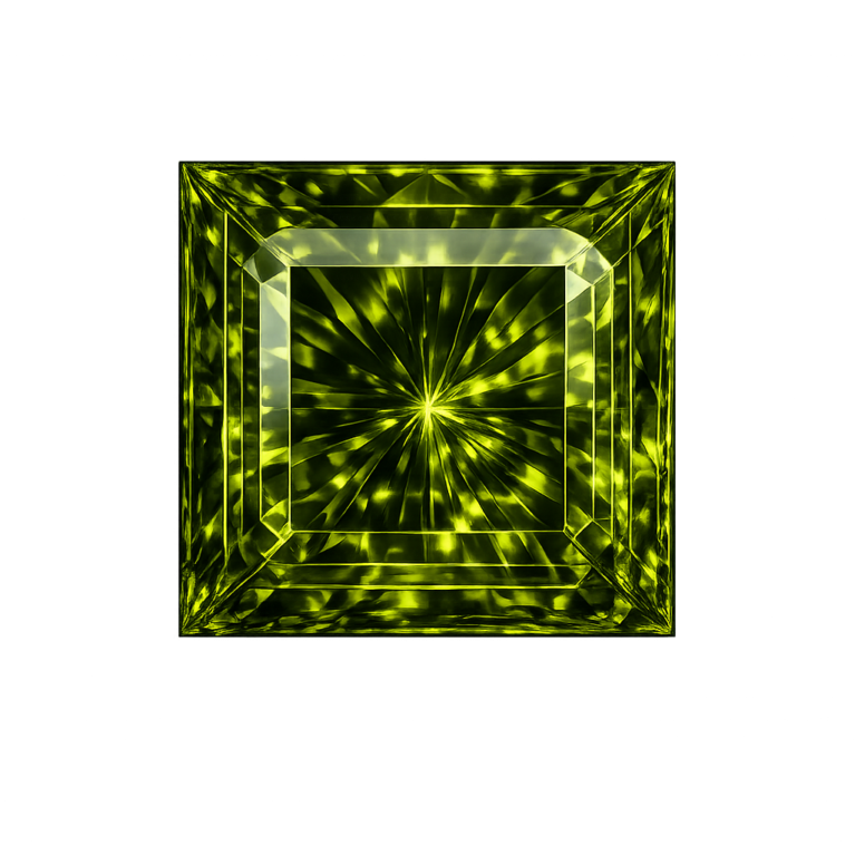 Cubic Zirconia Dark Olive Peridot AAA, Square