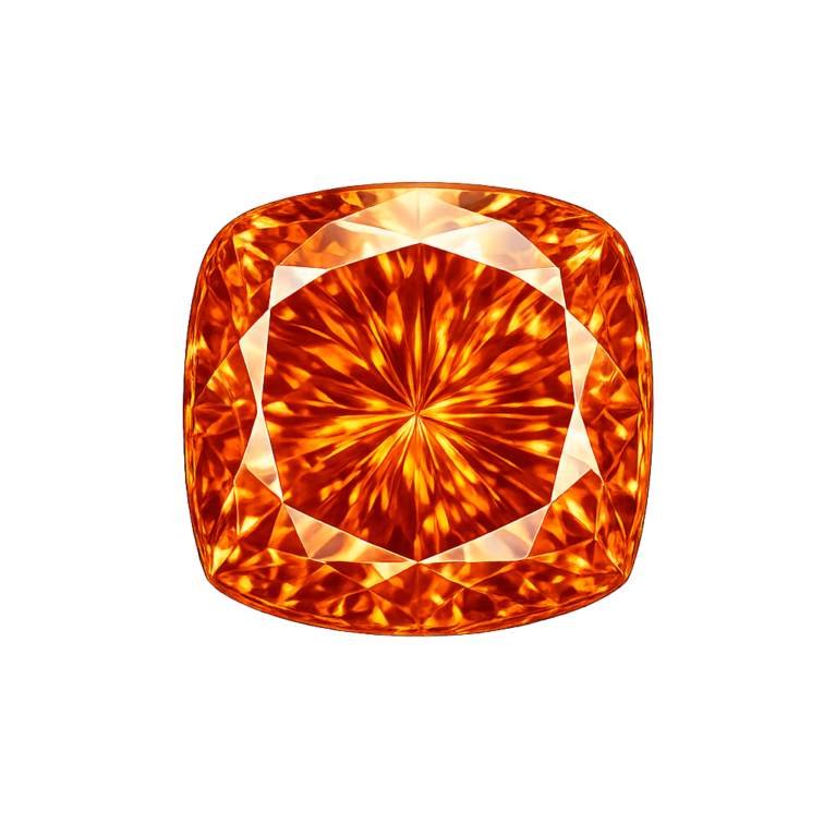 Cubic Zirconia Medium Orange AAA, Cushion