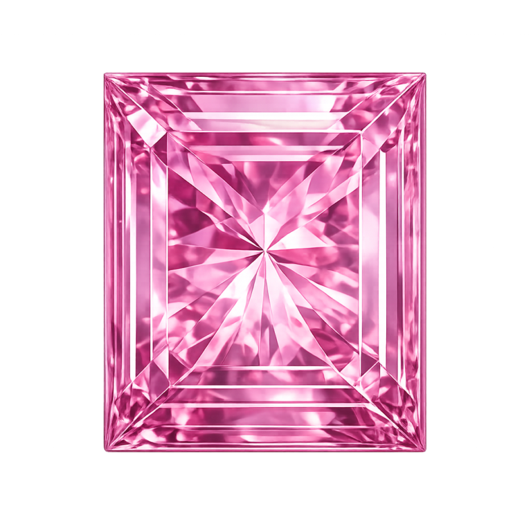 Cubic Zirconia Pink Rose AAA, Square