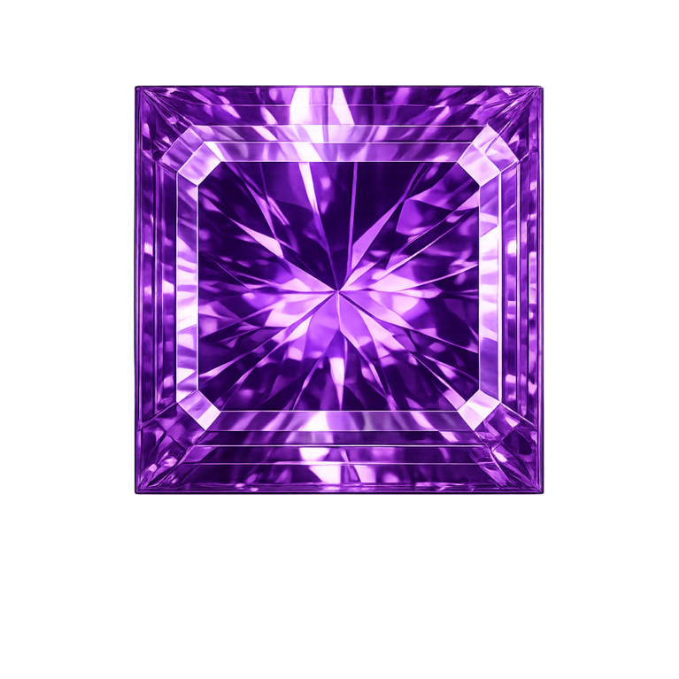 Cubic Zirconia Medium Amethyst AAA, Square