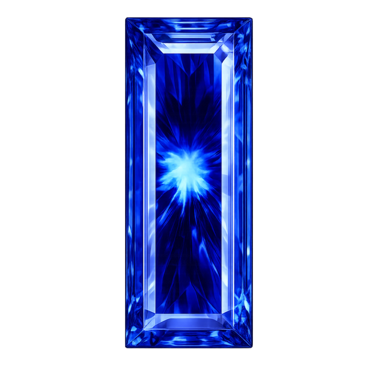 Cubic Zirconia Medium Blue Sapphire AAA, Baguette