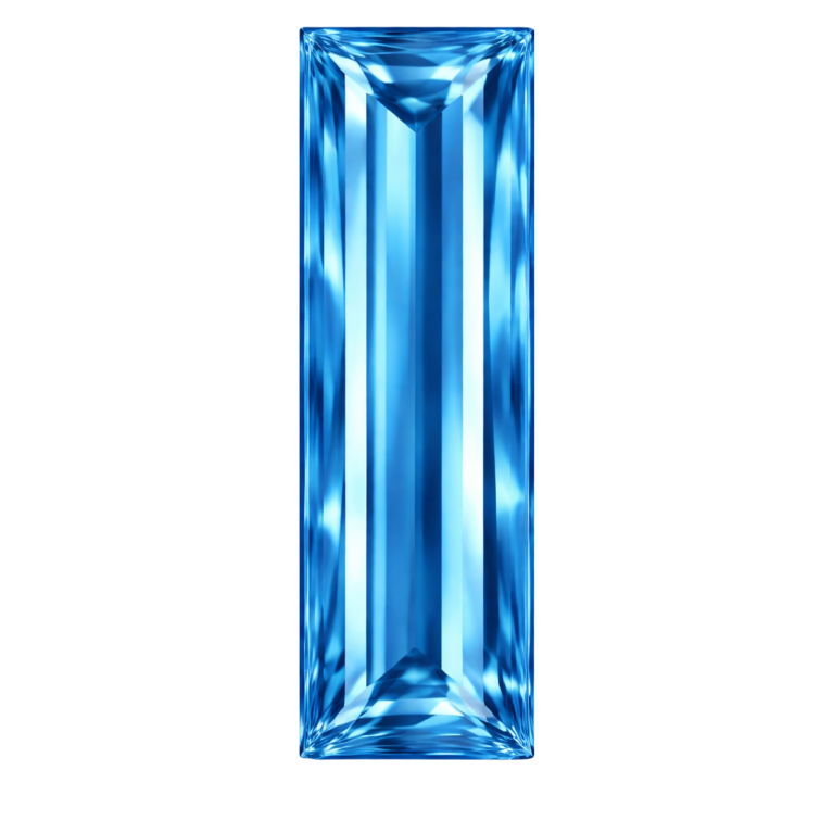 Cubic Zirconia Medium Blue Topaz AAA, Baguette