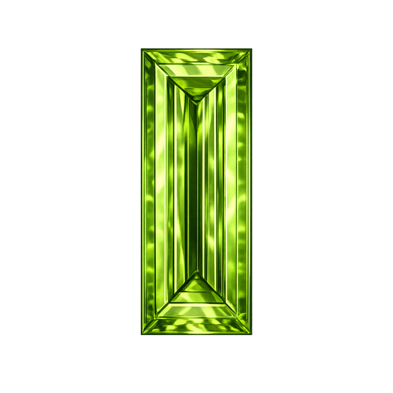 Cubic Zirconia Medium Apple Green AAA. Baguette