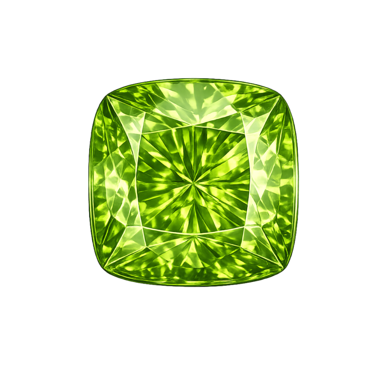 Cubic Zirconia Medium Apple Green AAA. Cushion