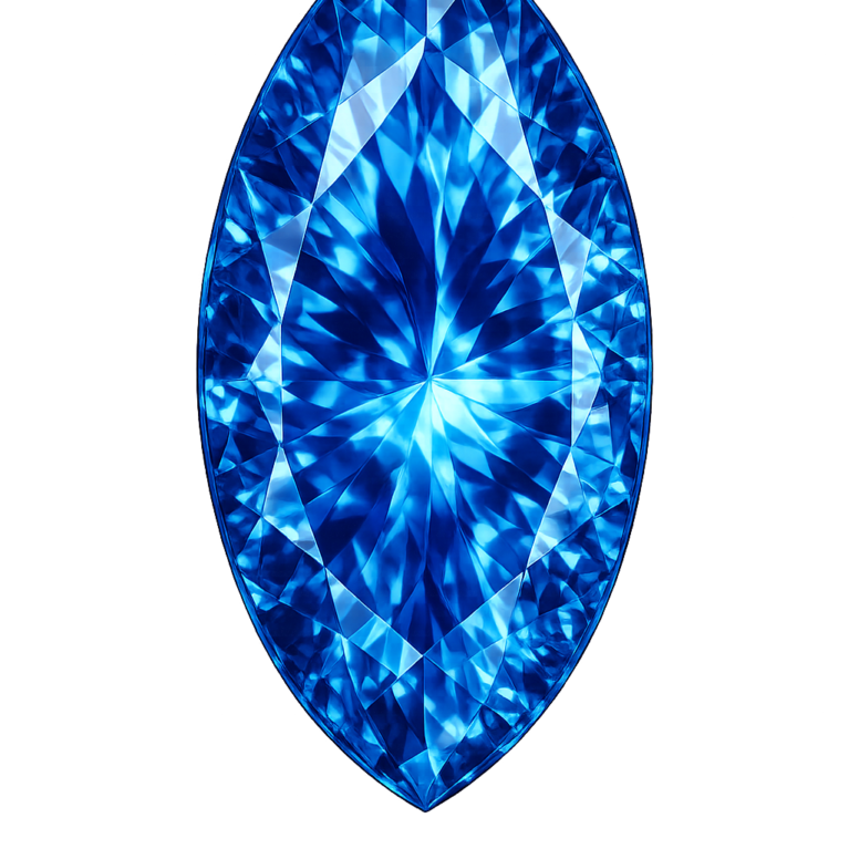 Cubic Zirconia Dark Blue Topaz AAA, Marquise