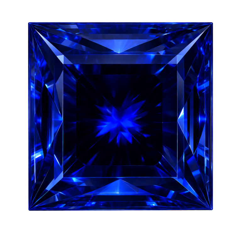 Cubic Zirconia Dark Blue Sapphire AAA, Square