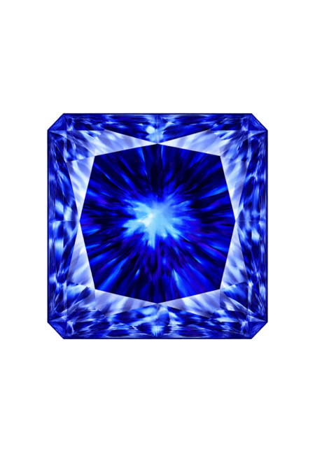 Cubic Zirconia Medium Blue Sapphire AAA, Square Cut Corners