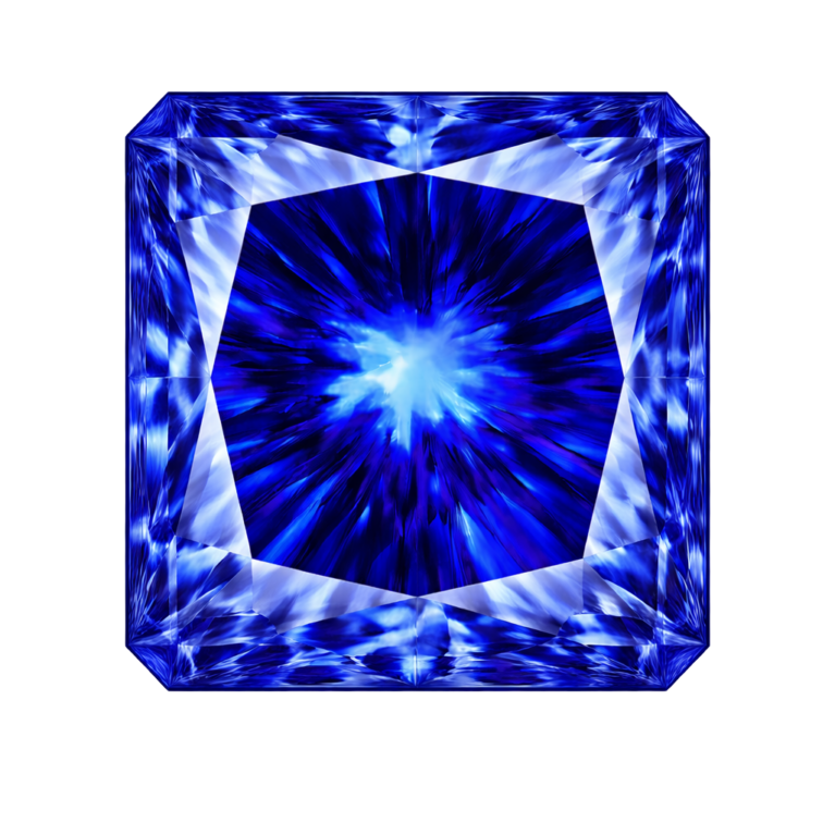 Cubic Zirconia Medium Blue Sapphire AAA, Square Cut Corners