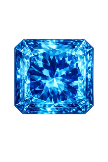 Cubic Zirconia Dark Blue Topaz AAA, Square Cut Corners