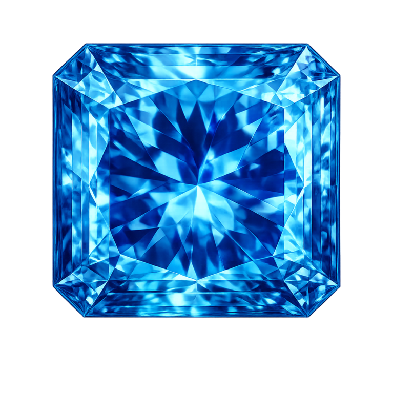Cubic Zirconia Dark Blue Topaz AAA, Square Cut Corners