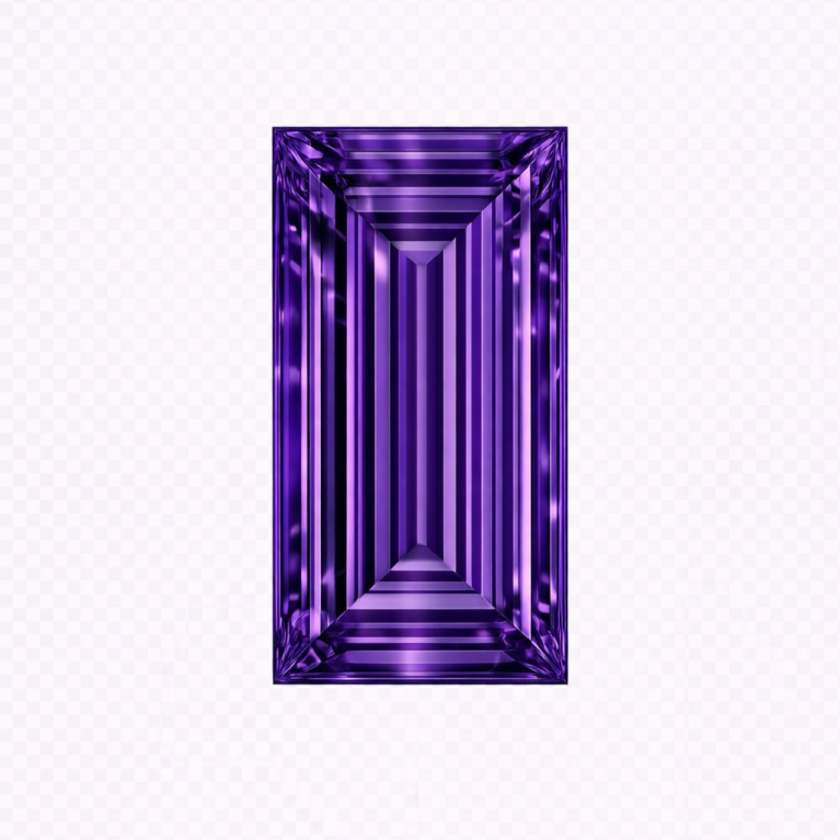 Cubic Zirconia Dark Lavender AAA, Baguette