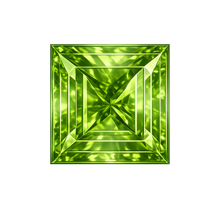 Cubic Zirconia Medium Apple Green AAA, Square