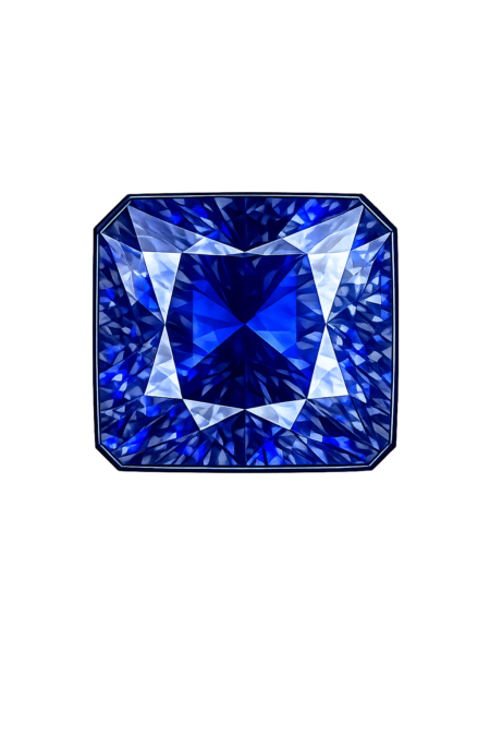 Nano Blue Sapphire Dark 121, Square Cut Corners