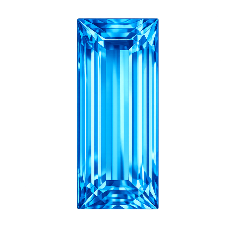 Cubic Zirconia Swiss Blue Topaz AAA, Baguette
