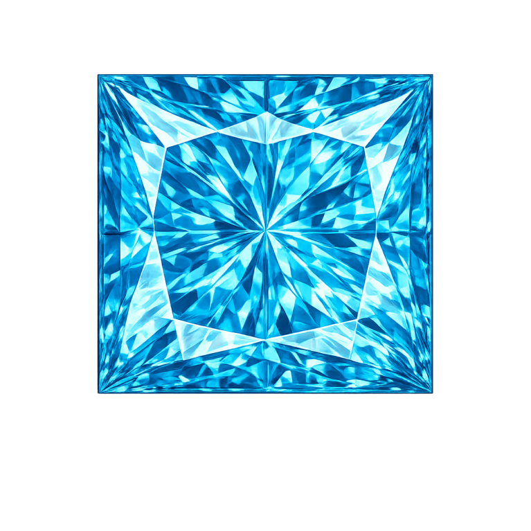 Cubic Zirconia Swiss Blue Topaz AAA, Square