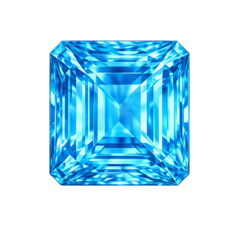 Cubic Zirconia Swiss Blue Topaz AAA, Square Cut Corners