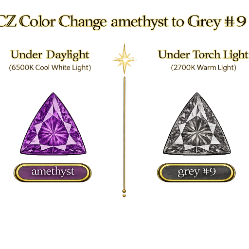CZ Color Change Amethyst to Grey, Triangle