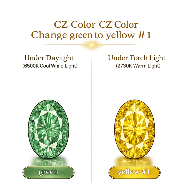 CZ Color Change Green to Yellow, Oval