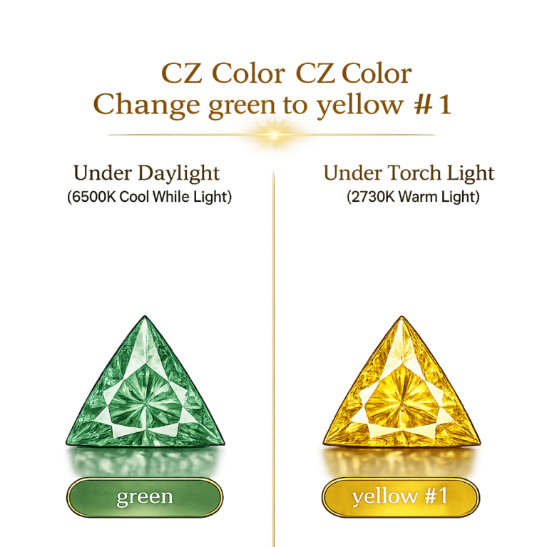 CZ Color Change Green to Yellow, Triangle
