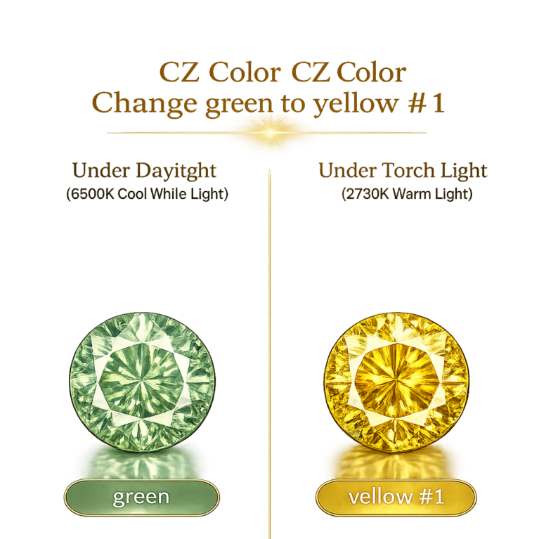CZ Color Change Green to Yellow, Round