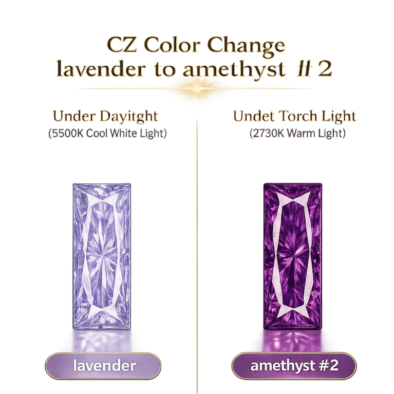 CZ Color Change Lavender to Amethyst, Baguette