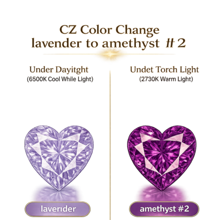 CZ Color Change Lavender to Amethyst, Heart