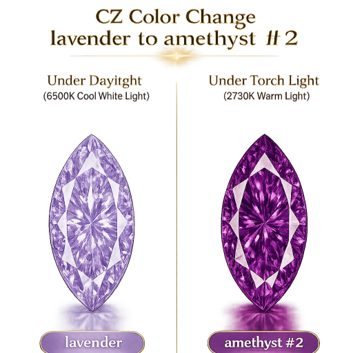CZ Color Change Lavender to Amethyst, Marquise