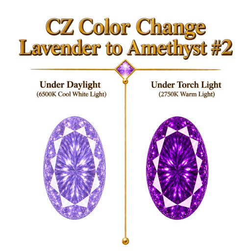 CZ Color Change Lavender to Amethyst, Oval