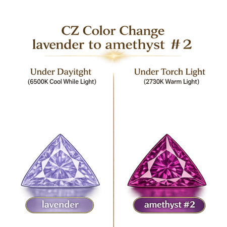 CZ Color Change Lavender to Amethyst, Triangle