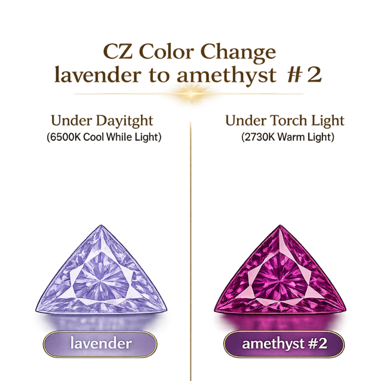 CZ Color Change Lavender to Amethyst, Triangle