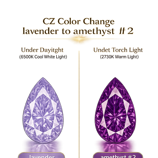 CZ Color Change Lavender to Amethyst, Pear
