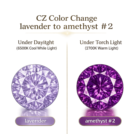 CZ Color Change Lavender to Amethyst, Round