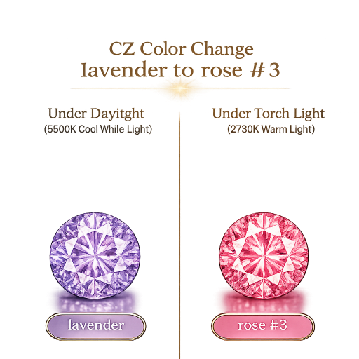 CZ Color Change Lavender to Rose, Round