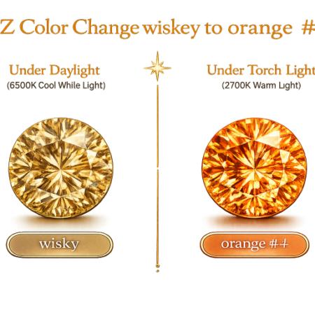 CZ Color Change Wisky to Orange, Round