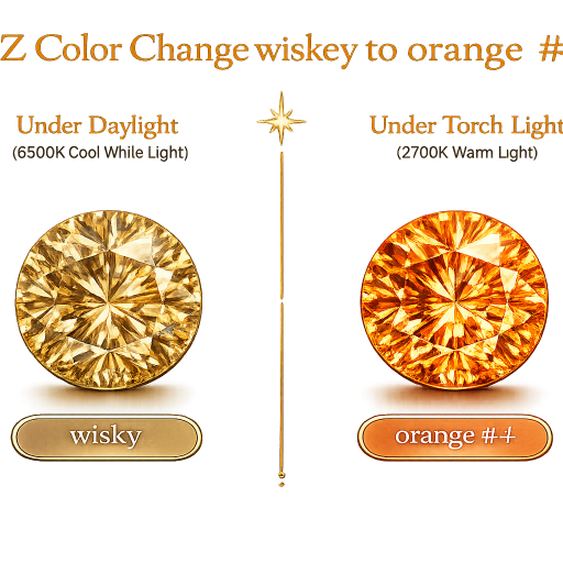 CZ Color Change Wisky to Orange, Round