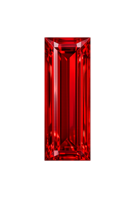 Simulated Red Ruby, Baguette