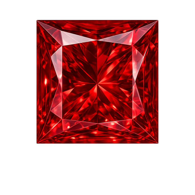 Simulated Red Ruby, Square