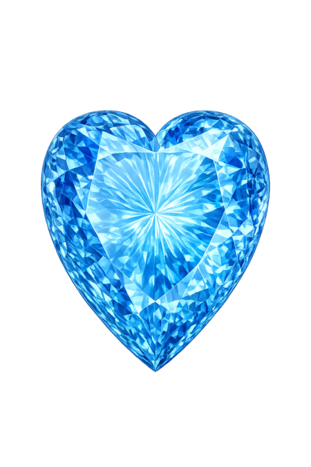 Simulated Blue Topaz, Heart