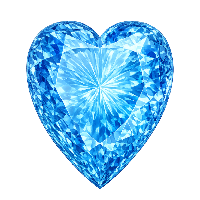 Simulated Blue Topaz, Heart