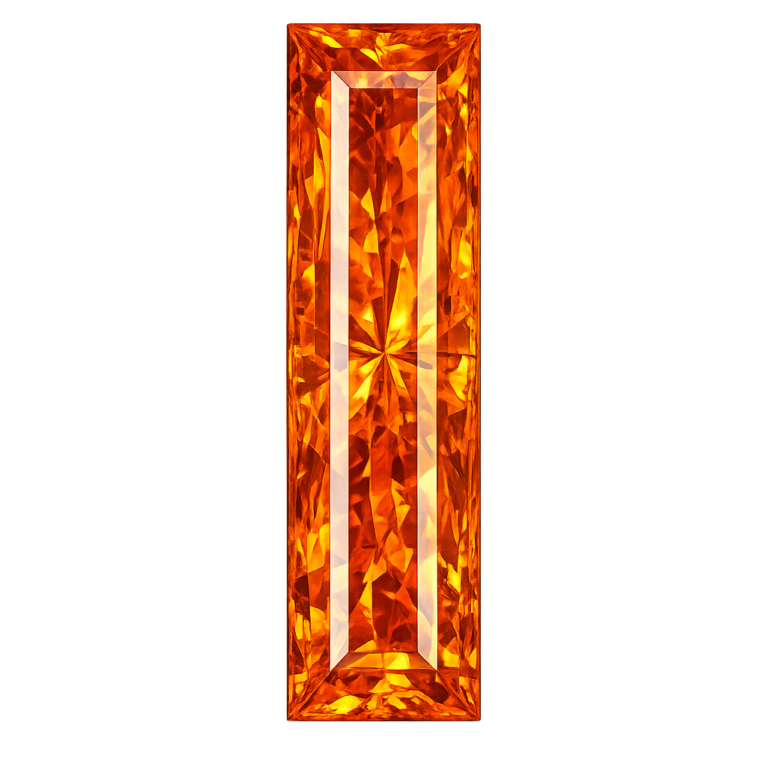Simulated Orange Sapphire, Baguette