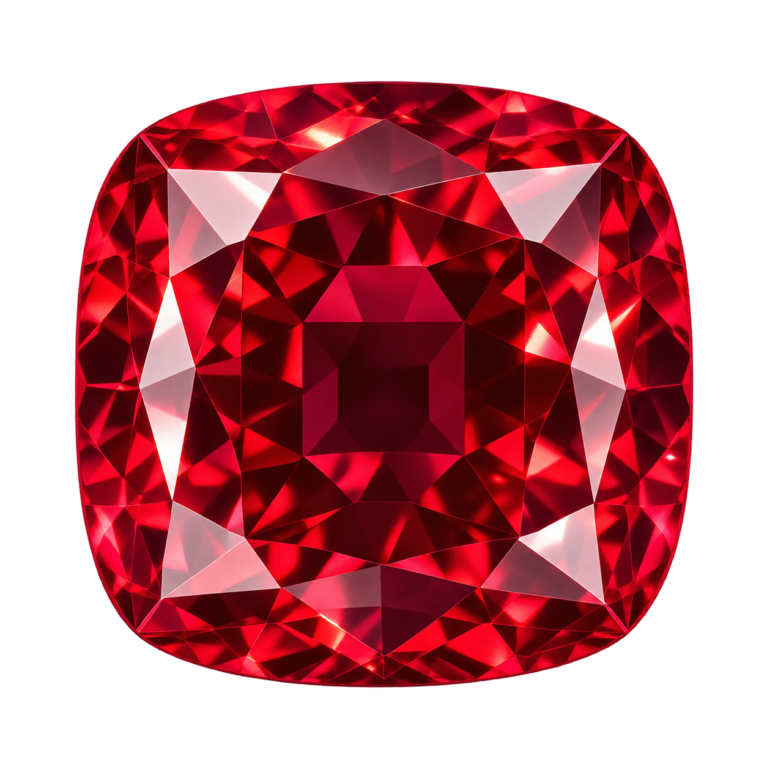 Hydrothermal Red Ruby, Cushion
