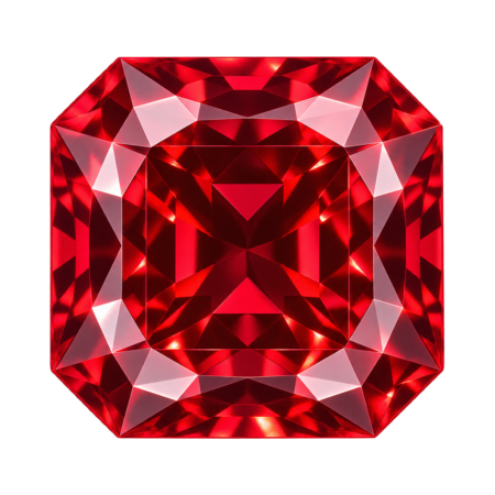 Hydrothermal Red Ruby, Square Cut Corners