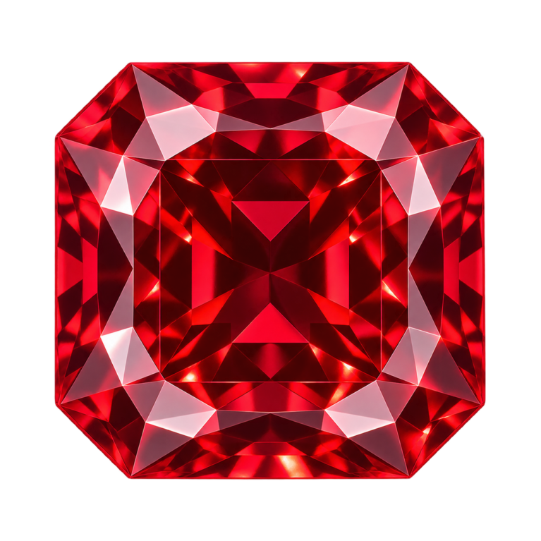 Hydrothermal Red Ruby, Square Cut Corners